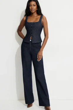 Blouses & Tops | Jeans & Denim-Dynamite Snap Front Denim Corset Top Blue