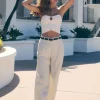 Pants | Wide Leg Pants-Dynamite Sofia Crinkled Pleated Straight Leg Pants Brown