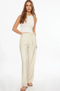 Pants | Wide Leg Pants-Dynamite Sofia Crinkled Pleated Straight Leg Pants Brown
