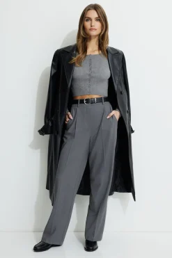 Pants | Bestsellers-Dynamite Sofia Pleated Straight Leg Pants Gray