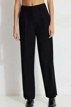 Pants | Straight Leg Pants-Dynamite Sofia Pleated Straight Leg Pants Black