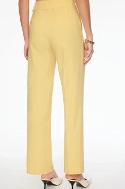 Pants | Straight Leg Pants-Dynamite Sofia Pleated Straight Leg Pants Yellow