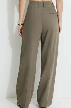 Pants | Matching Sets-Dynamite Sofia Pleated Straight Leg Pants Brown