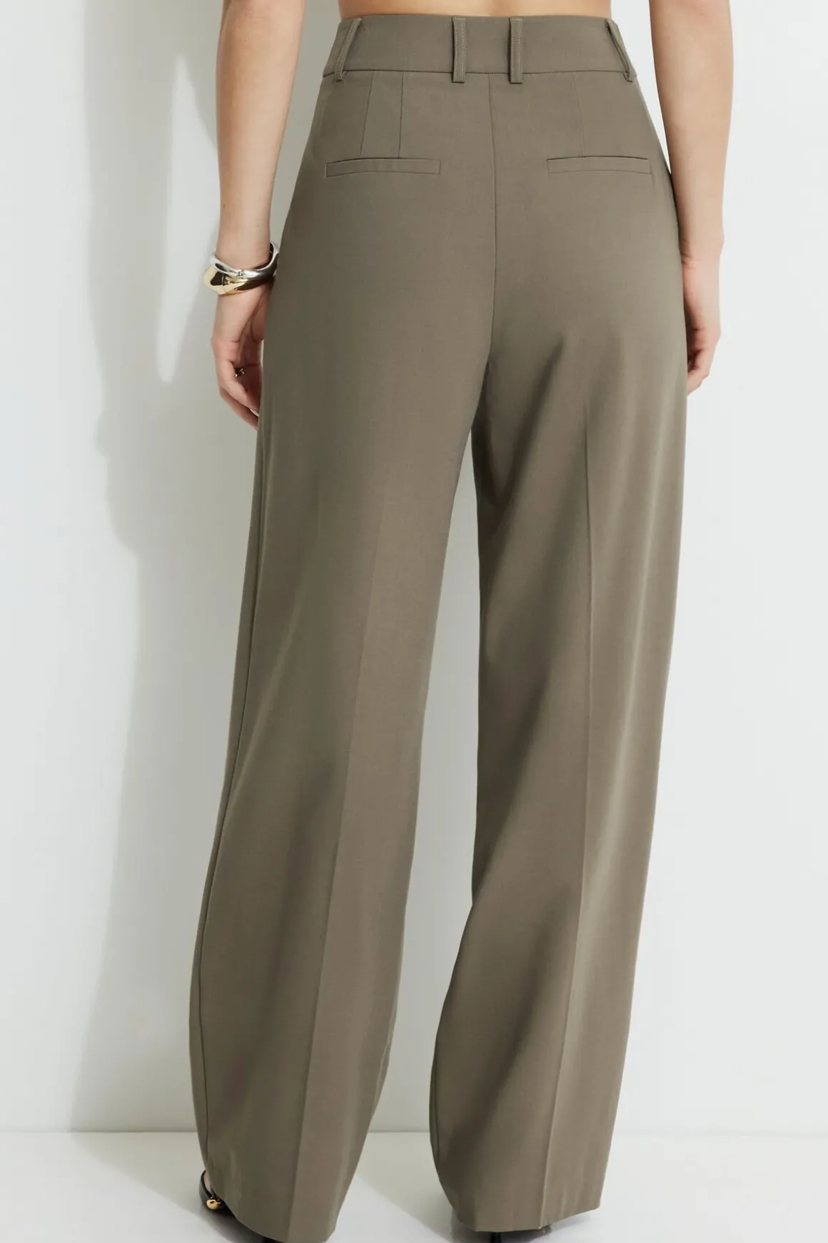 Pants | Matching Sets-Dynamite Sofia Pleated Straight Leg Pants Brown