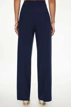 Straight Leg Pants-Dynamite Sofia Pleated Straight Leg Pants Blue