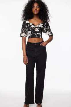 Blouses & Tops | Blouses & Tops-Dynamite Solene Puff Sleeve Sweetheart Top Black