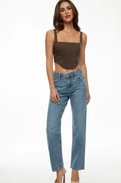Blouses & Tops | Blouses & Tops-Dynamite Square Neck Corset Top Brown
