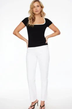 Tees & Tanks | Tees & Tanks-Dynamite Square Neck Ribbed T-Shirt Black