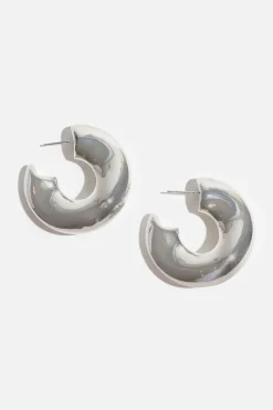 Earrings-Dynamite Statement Dented Hoops Earrings Grey