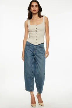 Blouses & Tops | Blouses & Tops-Dynamite Structured Buttoned Vest Brown