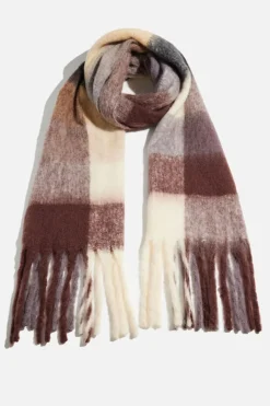 Cold Weather-Dynamite Super Oversized Plaid Scarf Brown