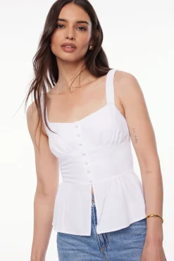 Blouses & Tops | Blouses & Tops-Dynamite Sweetheart Corset Linen Top White