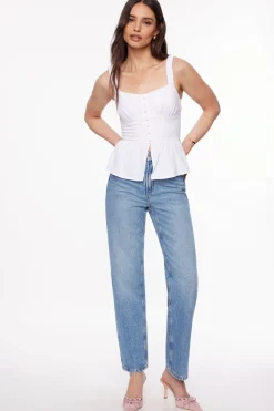 Blouses & Tops | Blouses & Tops-Dynamite Sweetheart Corset Linen Top White