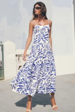 Dresses & Jumpsuits | Midi & Maxi Dresses-Dynamite Sweetheart Linen Maxi Dress Blue