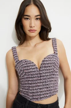 Blouses & Tops | Matching Sets-Dynamite Sweetheart Tweed Bustier Top Purple