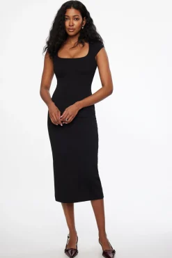 Dresses & Jumpsuits | Midi & Maxi Dresses-Dynamite Tana Sculpt Midi Dress Black