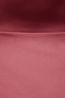 Dresses & Jumpsuits | Wedding Guest Dresses-Dynamite Tassia Satin Collared Wrap Mini Dress Burgundy
