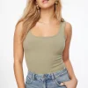 Tees & Tanks | Tees & Tanks-Dynamite Tayla Ribbed Scoop Tank Top Green