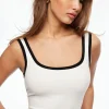 Tees & Tanks | Tees & Tanks-Dynamite Tayla Ribbed Scoop Tank Top White