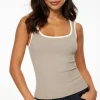 Tees & Tanks | Tees & Tanks-Dynamite Tayla Ribbed Scoop Tank Top Gray