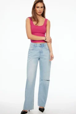 Tees & Tanks | Tees & Tanks-Dynamite Tayla Ribbed Scoop Tank Top Pink