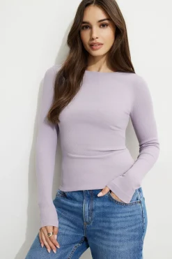 Tees & Tanks | Online Exclusives-Dynamite Tedi Ribbed Long Sleeve T Shirt Purple
