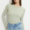 Tees & Tanks | Long Sleeve Tops-Dynamite Tedi Ribbed Long Sleeve T Shirt Green