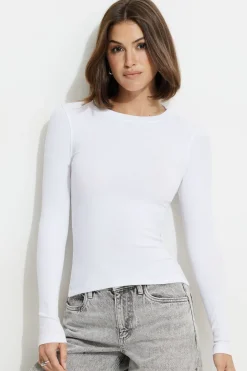 Tees & Tanks | Tees & Tanks-Dynamite Tedi Ribbed Long Sleeve T Shirt White