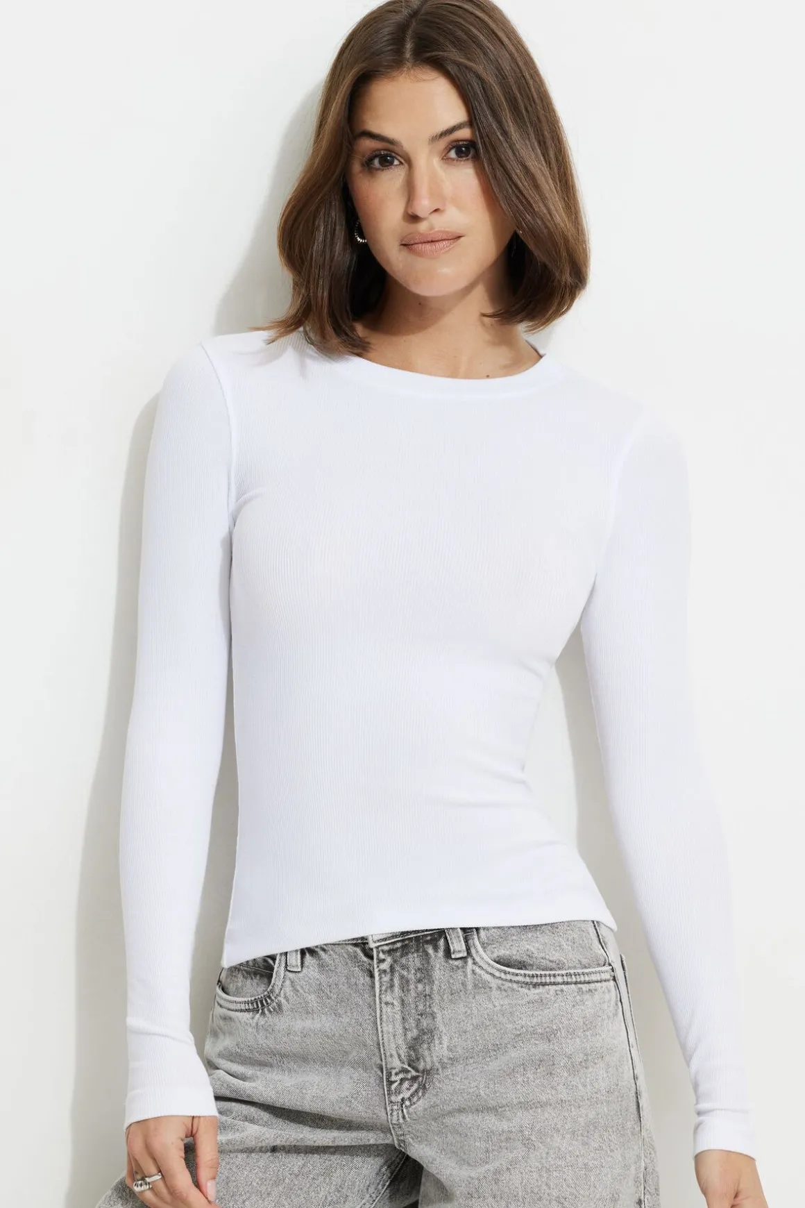 Tees & Tanks | Tees & Tanks-Dynamite Tedi Ribbed Long Sleeve T Shirt White
