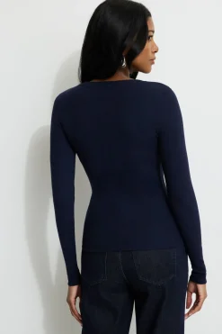 Tees & Tanks | Tees & Tanks-Dynamite Tedi Ribbed Long Sleeve T Shirt Blue