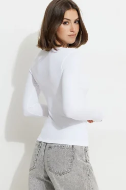 Tees & Tanks | Tees & Tanks-Dynamite Tedi Ribbed Long Sleeve T Shirt White