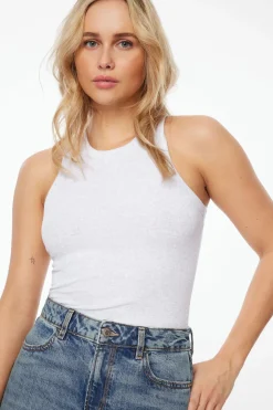 Tees & Tanks | Tees & Tanks-Dynamite Tedi Ribbed Tank Top Grey