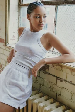 Tees & Tanks | Sleeveless Tops-Dynamite Tedi Ribbed Tank Top Gray