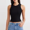 Tees & Tanks | Tees & Tanks-Dynamite Tedi Ribbed Tank Top Black