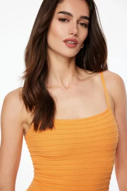 Dresses & Jumpsuits | Mini Dresses-Dynamite Textured Knit Mini Dress Orange