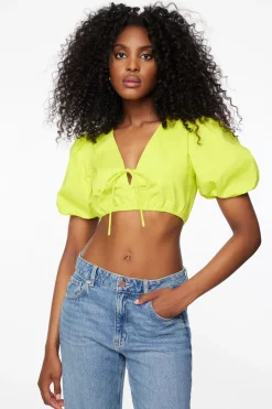 Blouses & Tops | Blouses & Tops-Dynamite Tie Front Puff Sleeve Top Green