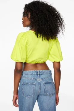 Blouses & Tops | Blouses & Tops-Dynamite Tie Front Puff Sleeve Top Green