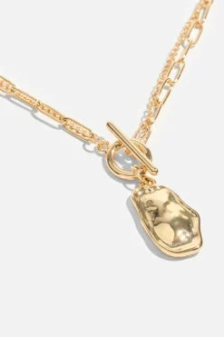 Necklaces-Dynamite Toggle & Pebble Chain Link Necklace Yellow