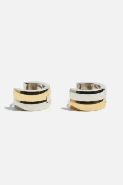 Earrings-Dynamite 2-Tone Huggie Earrings Pink