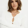 Necklaces-Dynamite Triple Bow Pearl Necklace White
