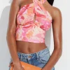 Blouses & Tops | Blouses & Tops-Dynamite Twist Front Halter Top Pink