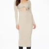 Dresses & Jumpsuits | Midi & Maxi Dresses-Dynamite Twisted Cutout Midi Dress Brown