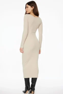 Dresses & Jumpsuits | Midi & Maxi Dresses-Dynamite Twisted Cutout Midi Dress Brown