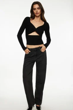 Sweaters & Cardigans | Sweaters-Dynamite Twisted Cutout Sweater Black