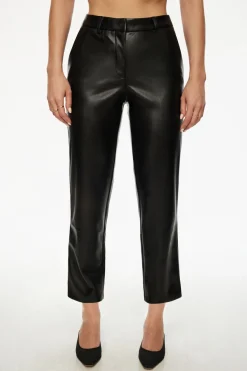Pants | Online Exclusives-Dynamite Vika Faux Leather Ankle Pants Black