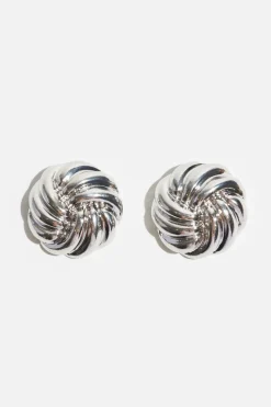 Earrings-Dynamite Vintage Button Earrings Gray