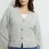 Sweaters & Cardigans | Sweaters-Dynamite V-Neck Button Cardigan Gray