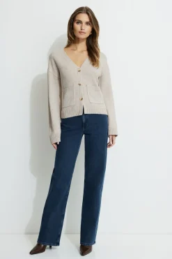 Sweaters & Cardigans | Sweaters-Dynamite V-Neck Button Cardigan Brown