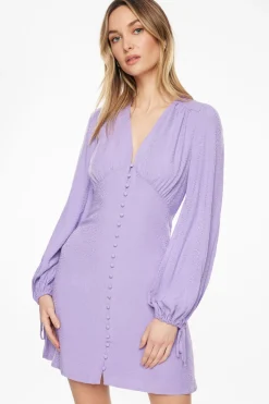 Dresses & Jumpsuits | Mini Dresses-Dynamite V-Neck Button Mini Dress Purple