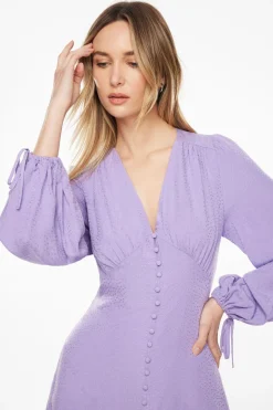 Dresses & Jumpsuits | Mini Dresses-Dynamite V-Neck Button Mini Dress Purple